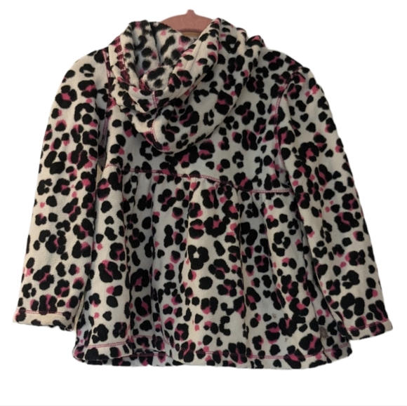 Children's Place girls fleece jacket with hood size 2t, cheetah print, zip up - Picture 2 of 3